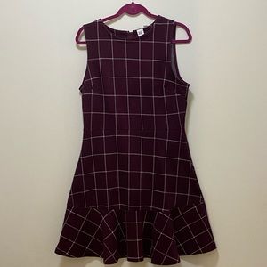 GAP Window Pane Check Dress/Burgundy